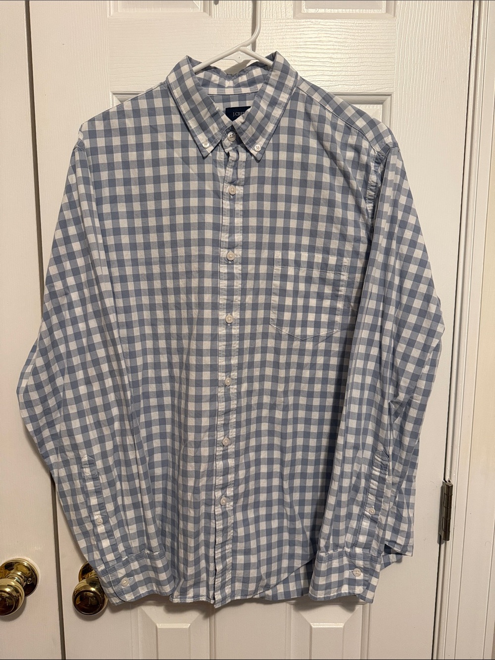 J. Crew Blue and White Check Button-Down Shirt